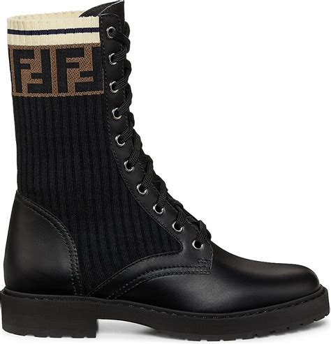 rockoko knit leather combat boots